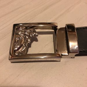 Versace Black Leather Medusa Head Belt